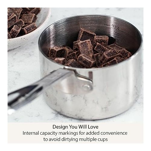  All-Clad Kitchen Accessories Stainless Steel Measuring Cup Set 5 Piece Cookware, Pots and Pans, Dishwasher Safe Silver