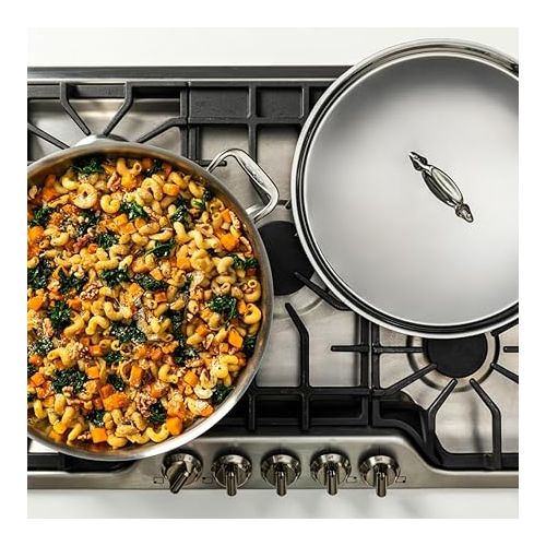  All-Clad D3 3-Ply Stainless Steel Large Frying Pan 7 Quart Induction Oven Broiler Safe 600F Pots and Pans, Cookware Silver