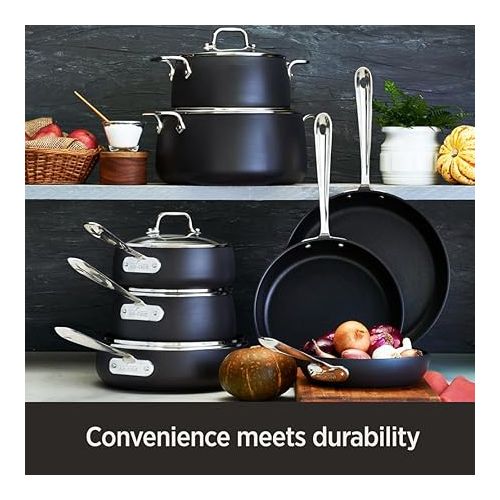  All-Clad HA1 Hard Anodized Nonstick Roaster and Nonstick Rack 13x16 Inch Oven Broiler Safe 500F Roaster Pan, Pots and Pans, Cookware Black