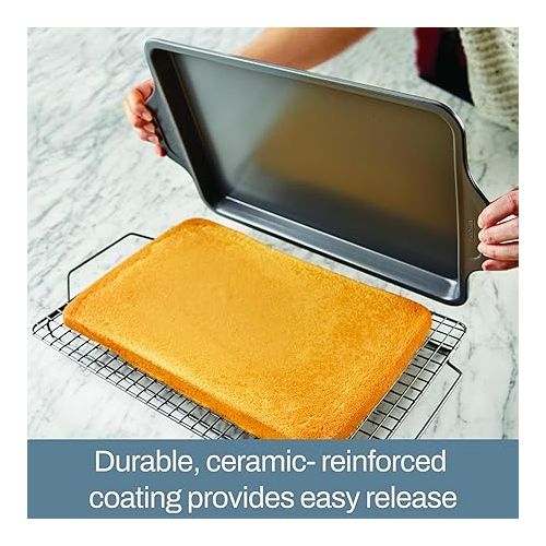  All-Clad Pro-Release Nonstick Bakeware Set 10 Piece Oven Safe 450F Half Sheet, Cookie Sheet, Muffin Pan, Cooling & Baking Rack, Round Cake Pan, Loaf Pan, Baking Pan Grey