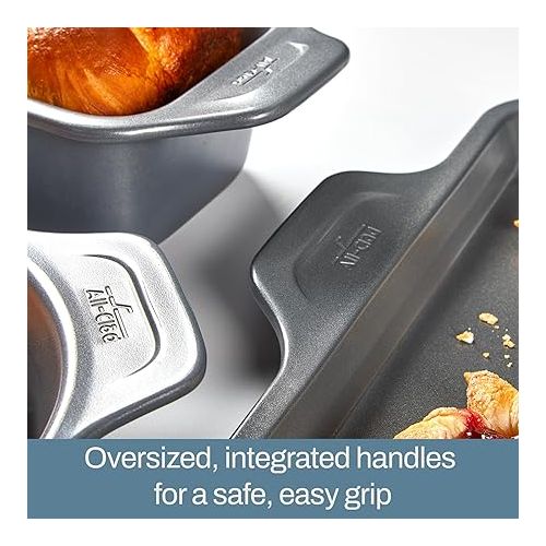  All-Clad Pro-Release Nonstick Bakeware Set 10 Piece Oven Safe 450F Half Sheet, Cookie Sheet, Muffin Pan, Cooling & Baking Rack, Round Cake Pan, Loaf Pan, Baking Pan Grey