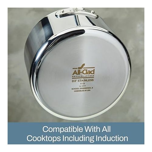  All-Clad D3 3-Ply Stainless Steel Fry Pan Set 2 Piece, 8, 10, Inch Induction Oven Broiler Safe 600F Pots and Pans, Cookware Silver