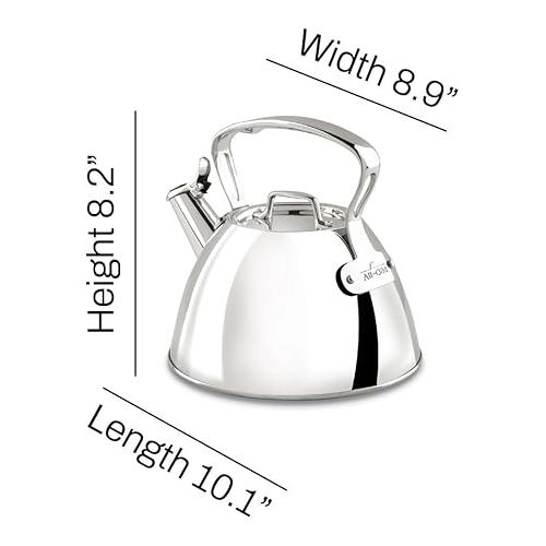  All-Clad Specialty Stainless Steel Tea Kettle 2 Quart Induction Pots and Pans, Cookware Silver