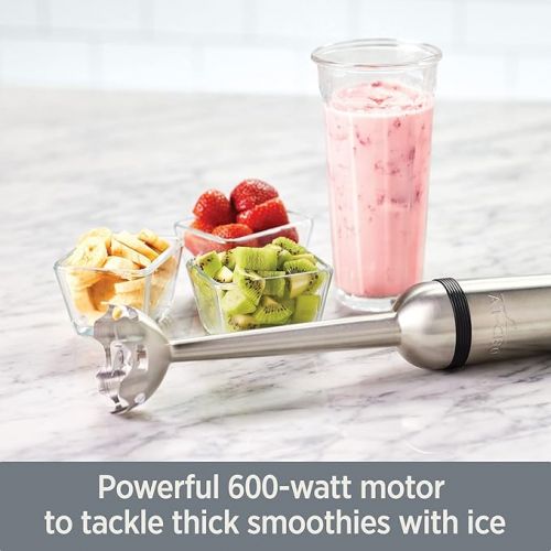  All-Clad Electrics Stainless Steel Immersion Blender 2 Piece Turbo Function 600 Watts Detachable, Variable Speed Control, Hand Blander, 9-1/4-inch