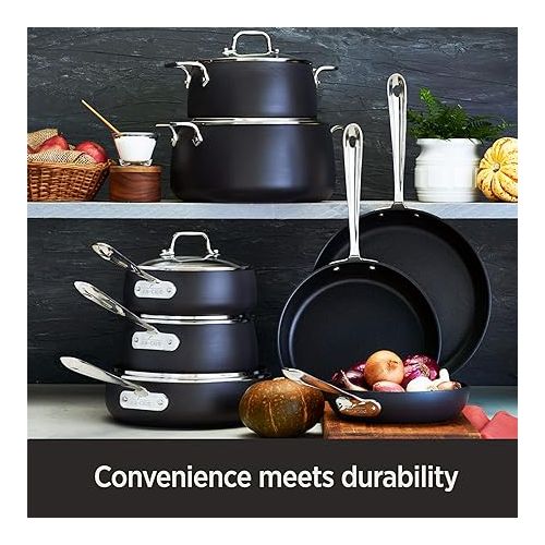  All-Clad HA1 Hard Anodized Nonstick Saute Pan with Lid and Fry Pan Set 4 Quart, 10 Inch Induction Oven Broiler Safe 500F Pots and Pans, Cookware Black