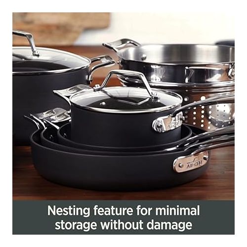  All-Clad Essentials Hard Anodized Nonstick Cookware Set 10 Piece Oven Safe 350F Pots and Pans Black