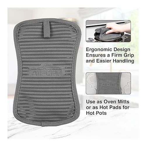  All-Clad Premium Pot Holder & Heating Pad, (2-Pack) Heat Resistant to 500 Degrees, 100% Cotton 10