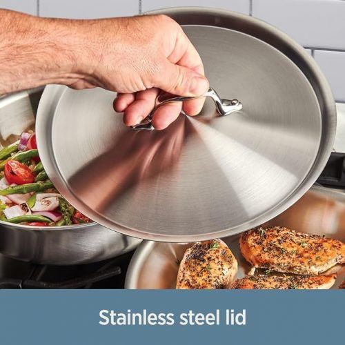  All-Clad D3 3-Ply Stainless Steel Fry Pan 10 Inch Induction Oven Broiler Safe 600F Pots and Pans, Cookware Silver