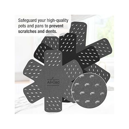  All-Clad Premium Cookware Protectors: Pot and Pan Protectors for Kitchen Organization - Perfect for Cast Iron, Steel, or Glass, (3-Piece), Black/Grey