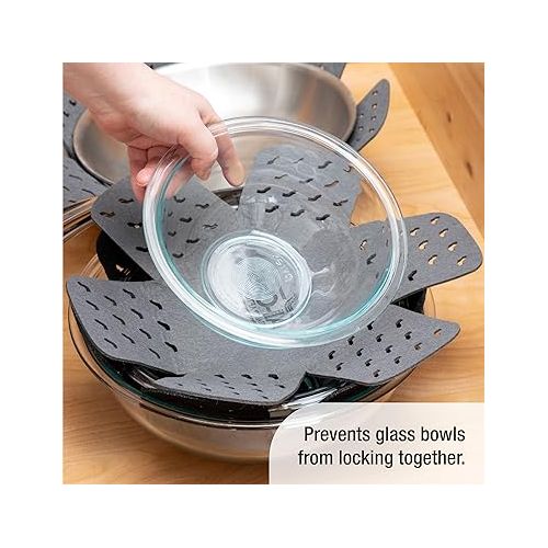  All-Clad Premium Cookware Protectors: Pot and Pan Protectors for Kitchen Organization - Perfect for Cast Iron, Steel, or Glass, (3-Piece), Black/Grey