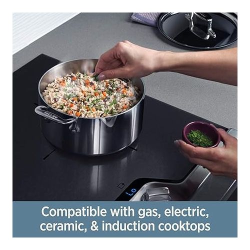  All-Clad D3 3-Ply Stainless Steel Fry Pan 7.5 Inch Induction Oven Broiler Safe 600F Pots and Pans, Cookware Silver