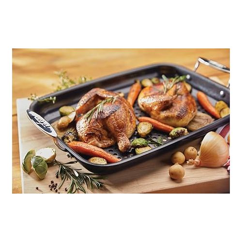  All-Clad Outdoor Nonstick Roaster Set 15x11 Inch Oven Grill Safe 500F Roaster Pan, Pots and Pans, Cookware Black