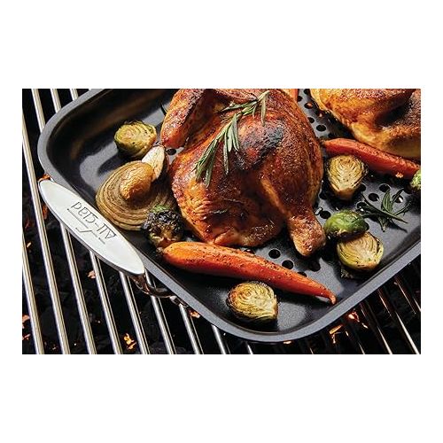  All-Clad Outdoor Nonstick Roaster Set 15x11 Inch Oven Grill Safe 500F Roaster Pan, Pots and Pans, Cookware Black