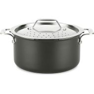 All-Clad HA1 Hard Anodized Nonstick Stockpot, Multi-Pot with Strainer 6 Quart Oven Broiler Safe 500F Strainer, Pasta Strainer with Handle, Pots and Pans Black