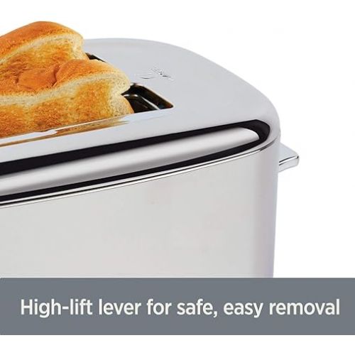  All-Clad Electrics Stainless Steel Toaster 2 -lice LED display, Removable crumb try, 6-Browing levels, Wide and self-centering slots, Waffles, Bagels, Bread, Silver