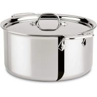 All-Clad D3 3-Ply Stainless Steel Stockpot 8 Quart Induction Oven Broiler Safe 600F Pots and Pans, Cookware Silver