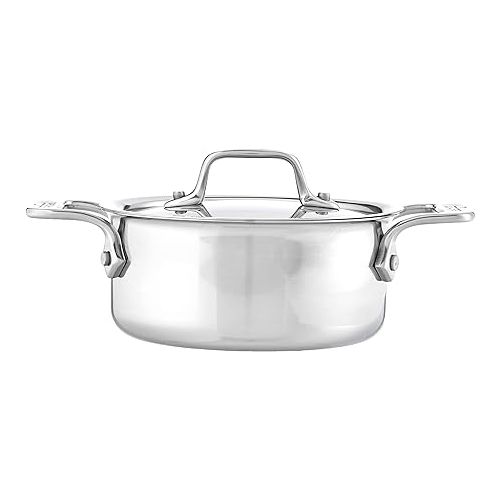  All-Clad Specialty Stainless Steel Ramekin with Lid 2 Piece Oven Broiler Safe 600F Pots and Pans, Cookware Silver