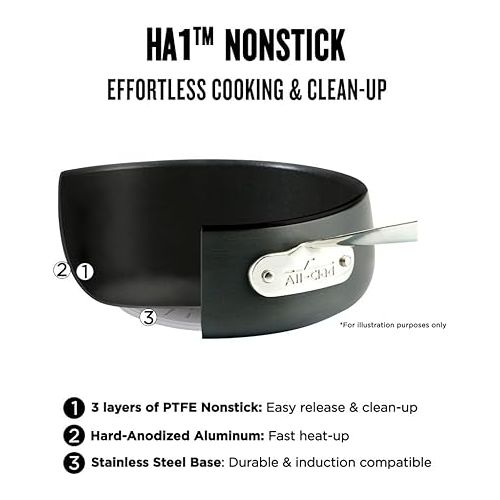  All-Clad HA1 Hard Anodized Non Stick Everyday Pan w/ Lid and Handles, 12 Inch, Induction, Oven Broiler Safe 500F, Lid Safe 350F, Deep Frying Pan, Skillet, Pots and Pans, Kitchen, Cookware, Black