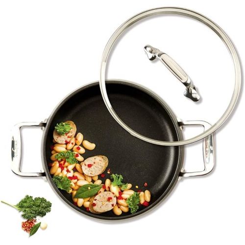  All-Clad HA1 Hard Anodized Nonstick Stockpot 4 Quart Induction Oven Broiler Safe 500F, Lid Safe 350F Pots and Pans, Cookware Black