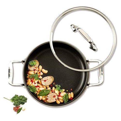  All-Clad HA1 Hard Anodized Nonstick Stockpot 4 Quart Induction Oven Broiler Safe 500F, Lid Safe 350F Pots and Pans, Cookware Black