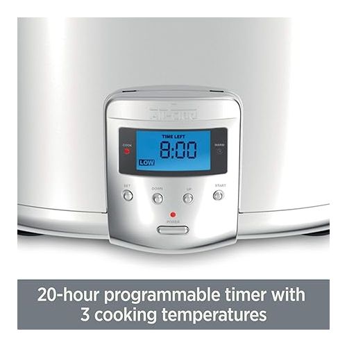  All-Clad Stainless Steel Electric Slow Cooker 7 Quart, Aluminum Insert, Programmable LCD Screen Digital Timer, SD700350, Silver