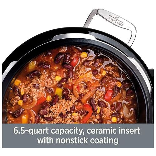  All-Clad Electrics Stainless Steel and Ceramic Slow Cooker with Insert and Lid 6.5 Quart Nonstick 320 Watts Oval Shaped, Programmable, Dishwasher Safe