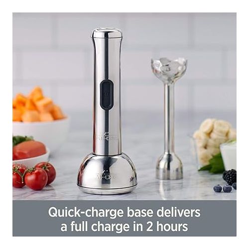  All-Clad Cordless Rechargeable Stainless Steel Immersion Multi-Functional Hand Blender, 5-Speed, Silver