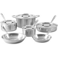 All-Clad D5 5-Ply Brushed Stainless Steel Cookware (Set of 10 Piece) Induction Oven Broiler Safe 600F Pots and Pans Silver