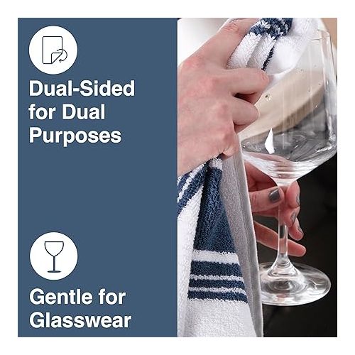  All-Clad Dual-Purpose Kitchen Towels: Highly Absorbent, Super Soft Long Lasting - 100% Cotton, 17