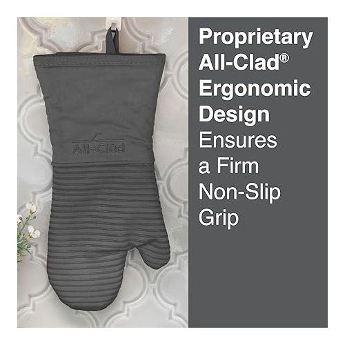  All Clad Silicone Oven Mitt: Heat Resistant up to 500 Degrees - 100% Cotton & Silicone, 14