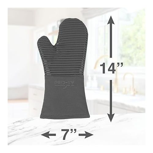  All Clad Silicone Oven Mitt: Heat Resistant up to 500 Degrees - 100% Cotton & Silicone, 14