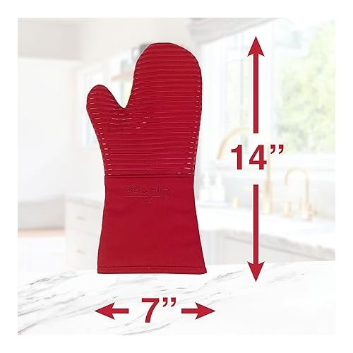  All Clad Silicone Oven Mitt: Heat Resistant up to 500 Degrees - 100% Cotton & Silicone, 14