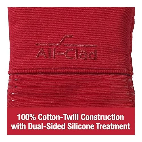  All Clad Silicone Oven Mitt: Heat Resistant up to 500 Degrees - 100% Cotton & Silicone, 14