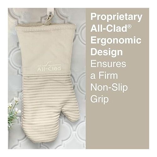  All-Clad Premium Silicone Oven Mitt: Heat Resistant to 500 Degrees - 100% Cotton & Silicone, 14