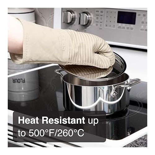  All-Clad Silicone Oven Mitts: Heat Resistant up to 500 Degrees - 100% Cotton & Silicone, 14