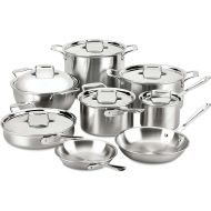 All-Clad D5 5-Ply Brushed Stainless Steel Cookware Set 14 Piece Induction Oven Broiler Safe 600F Pots and Pans Silver