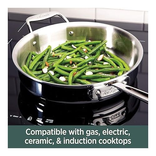  All-Clad D5 5-Ply Brushed Stainless Steel Cookware Set 14 Piece Induction Oven Broiler Safe 600F Pots and Pans Silver