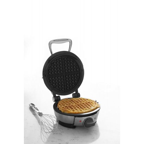  All-Clad WD700162 Stainless Steel Classic Round Waffle Maker with 7 Browning Settings, 4-Section, Silver