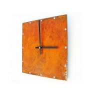 /All15Designs Rustic Wall Clock in Square Shape, Non Ticking Outdoor Wall Clocks, Minimalist Southwestern Decor
