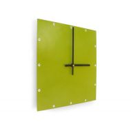 All15Designs Green Wall Clock / Minimalist Home Shabby Chic Decor / Square Metal Art / Custom Industrial / Unusual Modern Cool / Olive Grass Leaf Forrest