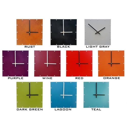  All15Designs Green Wall Clock / Minimalist Home Shabby Chic Decor / Square Metal Art / Custom Industrial / Unusual Modern Cool / Olive Grass Leaf Forrest