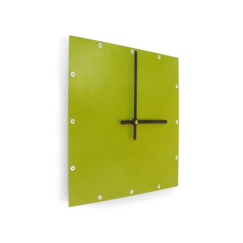  All15Designs Green Wall Clock / Minimalist Home Shabby Chic Decor / Square Metal Art / Custom Industrial / Unusual Modern Cool / Olive Grass Leaf Forrest