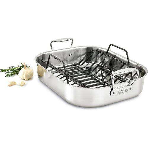  All-Clad 5016.31 Stainless Steel Bratreine gross mit Truthahngabeln T137 nicht induktionsgeeignet, Pfanne, 44 x 35 cm