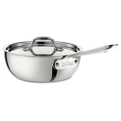  All-Clad 4212 Stainless Steel Sauteuse konisch mit Deckel, franzoesische Pfanne 20,3 cm, 1,9 L, induktionsgeeignet, Edelstahl