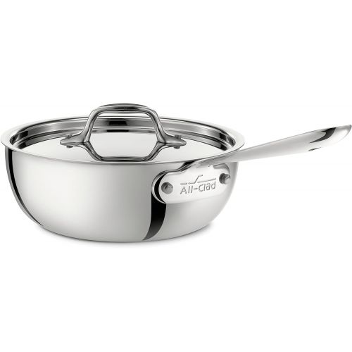  All-Clad 4212 Stainless Steel Sauteuse konisch mit Deckel, franzoesische Pfanne 20,3 cm, 1,9 L, induktionsgeeignet, Edelstahl