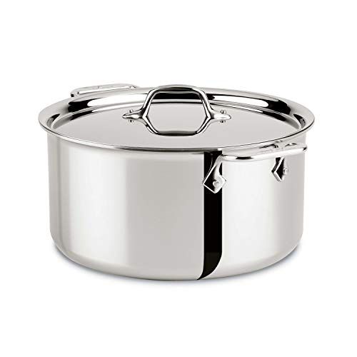  All-Clad 4508 Stainless Steel Tri-Ply Bonded Dishwasher Safe Stockpot with Lid/Cookware, Silver
