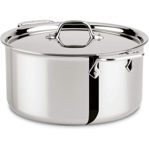  All-Clad 4508 Stainless Steel Tri-Ply Bonded Dishwasher Safe Stockpot with Lid/Cookware, Silver