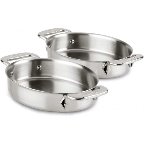  All-Clad 59900 Stainless Steel 7-Inch Oval-Shaped Baker Specialty Cookware Set, 2-Piece, Silver