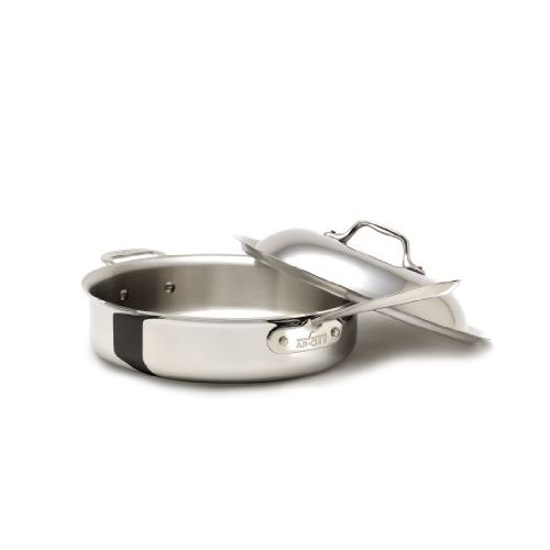  All-Clad 8701004085 Stainless Steel Tri-Ply Dishwasher Safe Saute and Simmer Pan/Cookware, 3-Quart, Silver