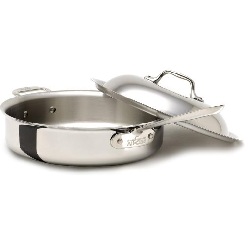  All-Clad 8701004085 Stainless Steel Tri-Ply Dishwasher Safe Saute and Simmer Pan/Cookware, 3-Quart, Silver